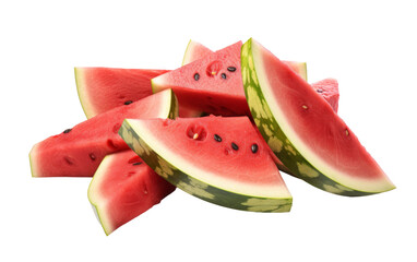 Ripe Watermelon Slices on Isolated White Background