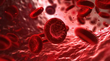 Red blood cells flowing in a vessel.
