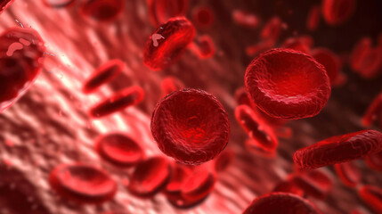 Red blood cells flowing in a vessel.
