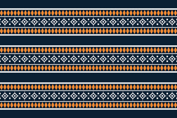 Traditional Ethnic ikat motif fabric pattern geometric style.African Ikat embroidery Ethnic oriental pattern blue background wallpaper. Abstract,vector,illustration.Texture,frame,decoration.