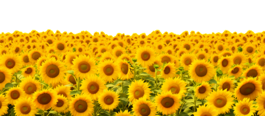 Sunflower Field Landscape Isolated on Transparent Background
