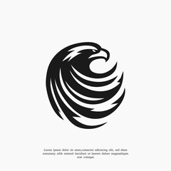 vector silhouette black eagle head logo design template