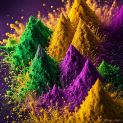 Abstract background composed of explosion of colorful pigment powders