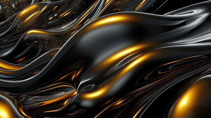 3D abstract wallpaper. Three-dimensional dark golden and black background. golden wallpaper. Black and gold background.
