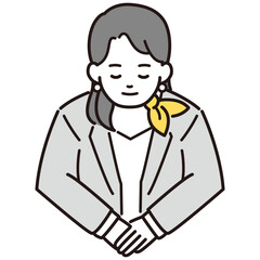 スカーフを首に巻いたスーツの女性イラスト