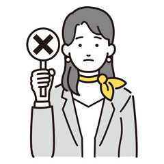 スカーフを首に巻いたスーツの女性イラスト