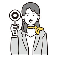 スカーフを首に巻いたスーツの女性イラスト