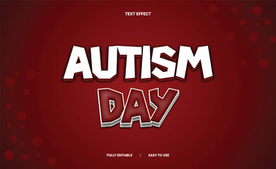 Autism Day 3D Text Effect Fully Editable.