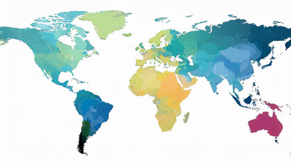 Fototapeta premium Illustration of a Colored map of world