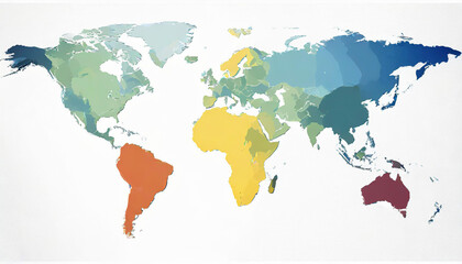 Illustration of a Colored map of world - obrazy, fototapety, plakaty