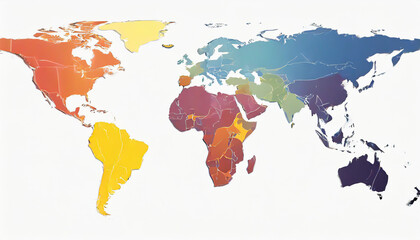 Illustration of a Colored map of world
