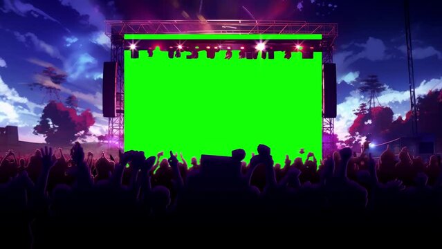 Animated concept design for an artist's music stage with a large audience to equip your music content
