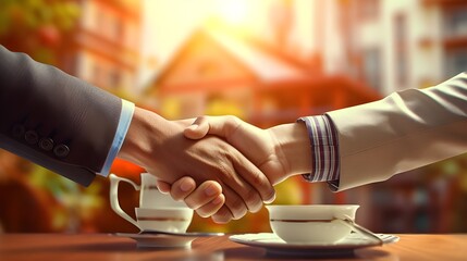 Successful business people handshaking closing a deal ,business team concept