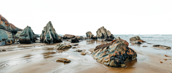 sea arch or sea cave rock stone at sea beach  removed original sky for new sky replacement png transparent background