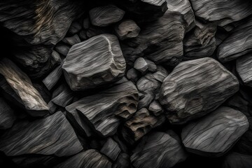 big black coal like stone in full frame background 