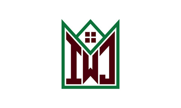 IWJ initial letter real estate builders logo design vector. construction ,housing, home marker, property, building, apartment, flat, compartment, business, corporate, house rent, rental, commercial