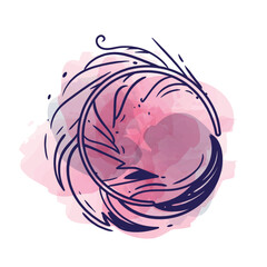 Feather with watercolor background logo design concept