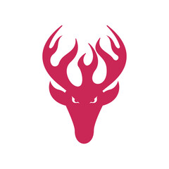Moose head and flame logo design concept isolated on a white background