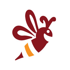 Happy bee logo design concept isolated on a white background