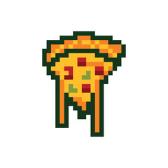 Obraz premium PIxelated pizza melt icon isolated on a white background