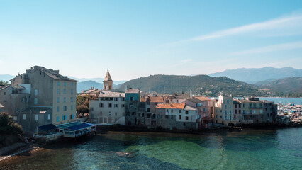 Fototapeta na wymiar Visit of Saint Florent in Corsica in the heart of the village and the port