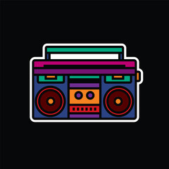 Original vector illustration. The outline icon of a portable stereo recorder. A boombox. A design element.