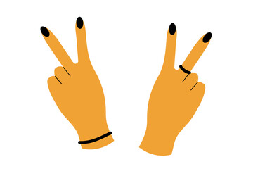 Hands close up. Hand drawn vector. Sign super.