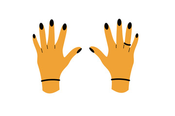 Obraz premium Hands close up. Hand drawn vector