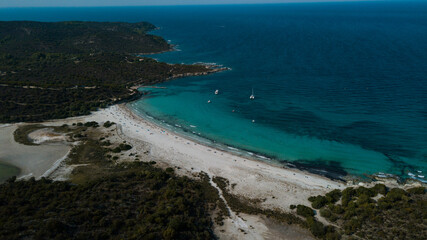 Obraz premium Drone photography of Lotu beach with turquoise waters in Cap Corse