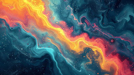 Marble Waves: Close-up of abstract artistic surface, captured with vibrant visual abstract fluid...