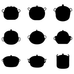 Boiling pot silhouette. Cooking ware flat design