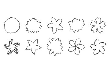 Fototapeta premium Outline flower icon set. Nature flat design
