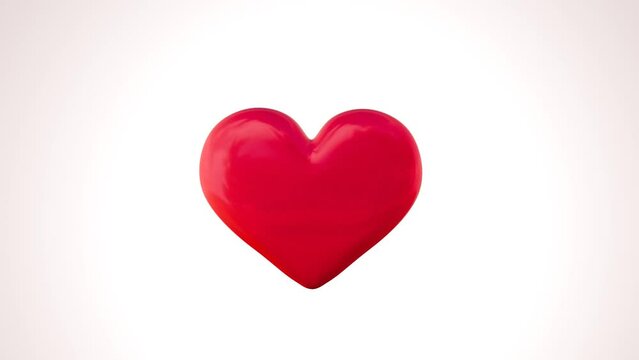 3D red heart on white background. Heart workout animation.
