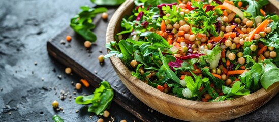 Nutritious salad with mung beans and fresh greens.