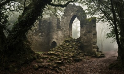 Fototapeta na wymiar Ancient Ruin Amidst Forest