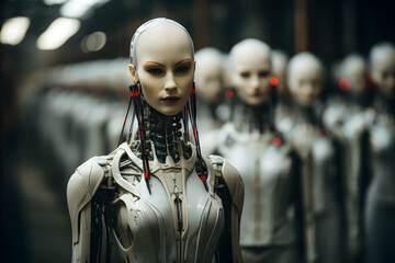 A humanoid robot in a factory