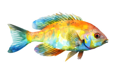 Watercolor illustration of a exotic fish