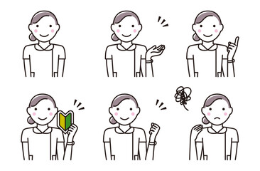 様々な表情の看護師のイラストセット