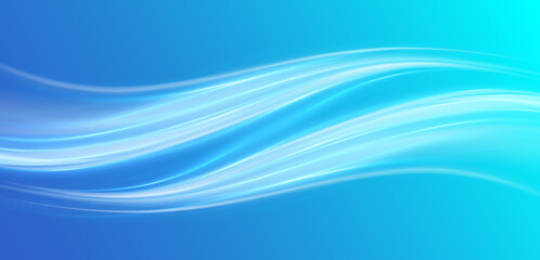 Soft blue curved lines of fresh smell. 3D vector glossy waves. Waves showing a stream of clean fresh air.