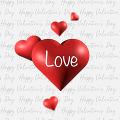 Happy Valentine's Day Red Heart Balloons Effct 3D greeting Heart banner, gift shop, valantine love days illustration design for digital and print