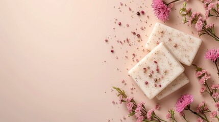 Illustration of featuring handmade natural soap showcased on a pastel background.