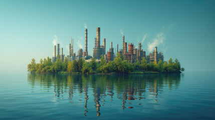 Fototapeta premium Green Industry Eco Power Factory Good environment ozone air low carbon