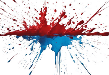 Photo red blue grunge brush strokes oil paint isolated on white background