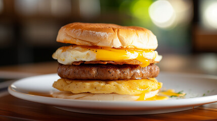 Sausage and Egg Breakfast Sandwich - obrazy, fototapety, plakaty