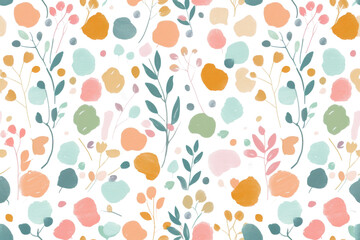 Spring Seamless Pastel Pattern with Florals