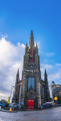 Tower of The Hub also called Tolbooth Kirk, former St John Church in Edinburgh city