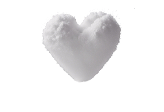 White powder in shape heart cocaine line isolated on black background top view series