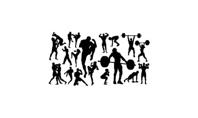 Fototapeta na wymiar gym people silhouette,