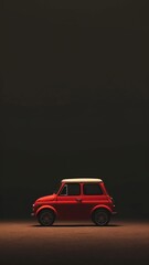 Fototapeta na wymiar spot light focused to red car in the too dark background 