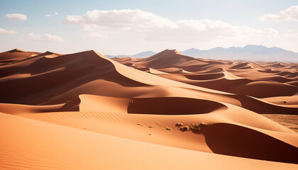 Fototapeta na wymiar Majestic mountain range, striped sand dunes, tranquil African beauty generated by AI